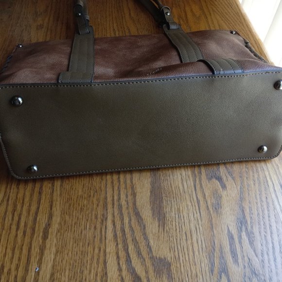 NWOT Brown Vegan Leather Whipstitch Detail Purse SouthwesternMinimalist OldMoney - Picture 9 of 16